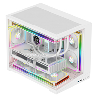 Boîtiers de PC de jeu de bureau Ruix Iceblade White Micro ATX avec filtre anti-poussière sur le dessus, supportant un AIO de 360 mm
