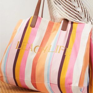 Grand sac à bandoulière personnalisé de 18 pouces, sac de plage et de shopping portable à rayures vintage colorées pour dame, usage quotidien - Product Image 6