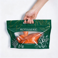 Emballage alimentaire écologique recyclable Sacs en plastique à impression personnalisée pour poulet rôti Sacs à fermeture éclair anti-buée pour poulet chaud entier