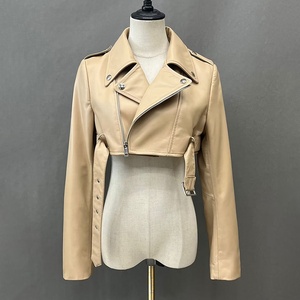 New Arrival Women <strong>Sheep</strong> <strong>Skin</strong> Leather Coat Black Cropped Leather <strong>Jacket</strong> - Product Image 4