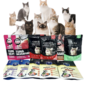 อาหารเปียกสำหรับแมวหลากหลายรสชาติ โปรตีนจากเนื้อสัตว์สูง ขนมสำหรับสัตว์เลี้ยงเพื่อความเพลิดเพลินของแมว ขนมสำหรับแมว - Product Image 1