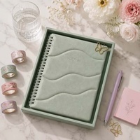Carnet de notes/Agenda Yihe New 8.5 x 11 en cuir grainé avec reliure spirale et surpiqûres nuage, options de coffret cadeau Noël/mariage disponibles