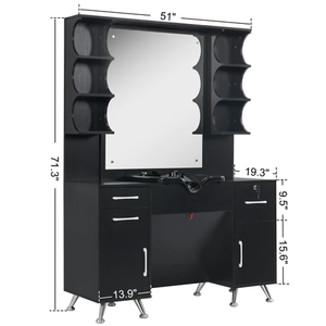 Ensemble de meubles de salon de coiffure design moderne d'occasion durables, stations de coiffage avec miroir en or pour salon de coiffure - Product Image 2
