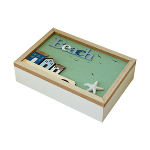 Caja de Joyería de Madera con Temática Oceánica, con Compartimentos, Organizador Decorativo de Escritorio para Casa de Playa - Product Image 4