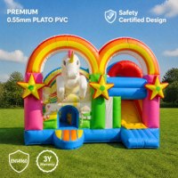 DFRL 2025 Meilleure Vente Combo Toboggan Gonflable Licorne Double Piste à Usage Commercial Grande Capacité pour Extérieur 0.55mmPVC