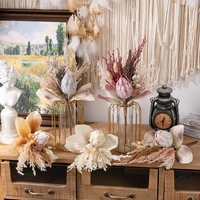 Buket Bunga Simulasi MW89108 Protea Cynaroides Vintage, Rumput Ekor Kelinci, dan Gandum untuk Dekorasi Rumah, Dapur, Taman, dan Pesta