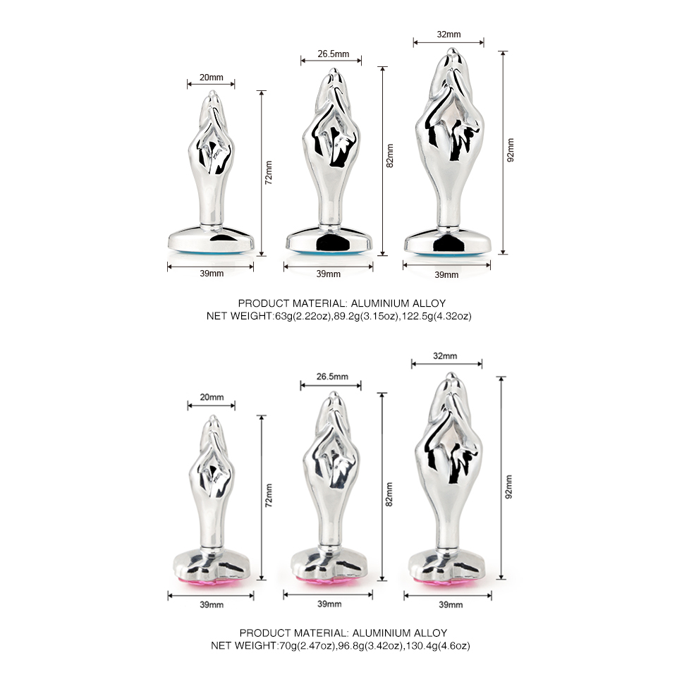 Hand-shaped Metal Anal Plug - Waterproof Sex Toy for Women