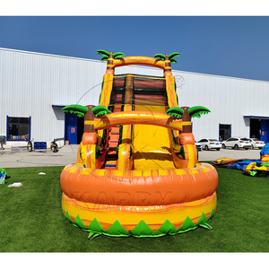 Commercial Grade PVC Yellow Marble Inflatable Water <b>Slide</b> with Pool <b>Large</b> Inflatable Palm Water <b>Slide</b> Jumping Castle - Product Image 4