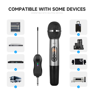 UHF Dual Professional Cordless Microphone <strong>System</strong> Cardioid Handheld Dynamic <strong>Karaoke</strong> Mic Set for Singing/DJ 6.5mm Connector - Product Image 2