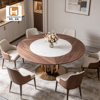 Ensemble de table à manger moderne en bois massif noyer et marbre avec base en acier inoxydable de luxe, 4 chaises