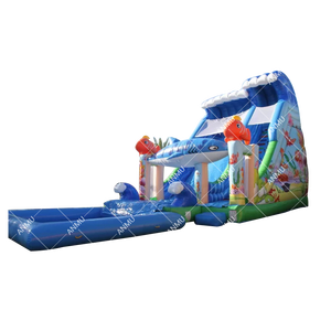 <span class=keywords><strong>Scivolo</strong></span> d'acqua gonfiabile per adulti e bambini con piscina con il pesce di mare. - Product Image 1