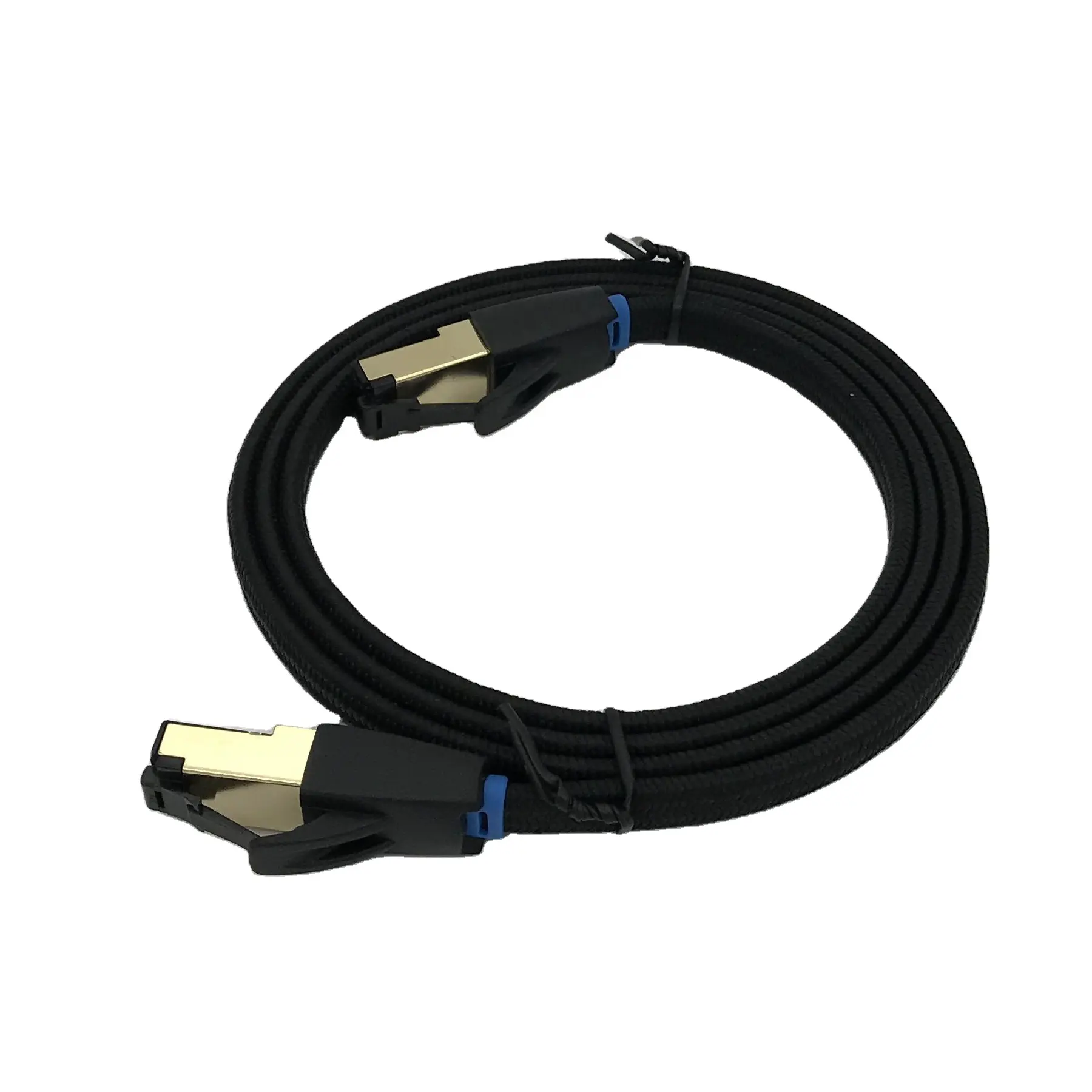 High Speed 40Gbps 2000Mhz 32awg Flat Cat8 Patch Cable with 50u goldplated RJ45 Connector