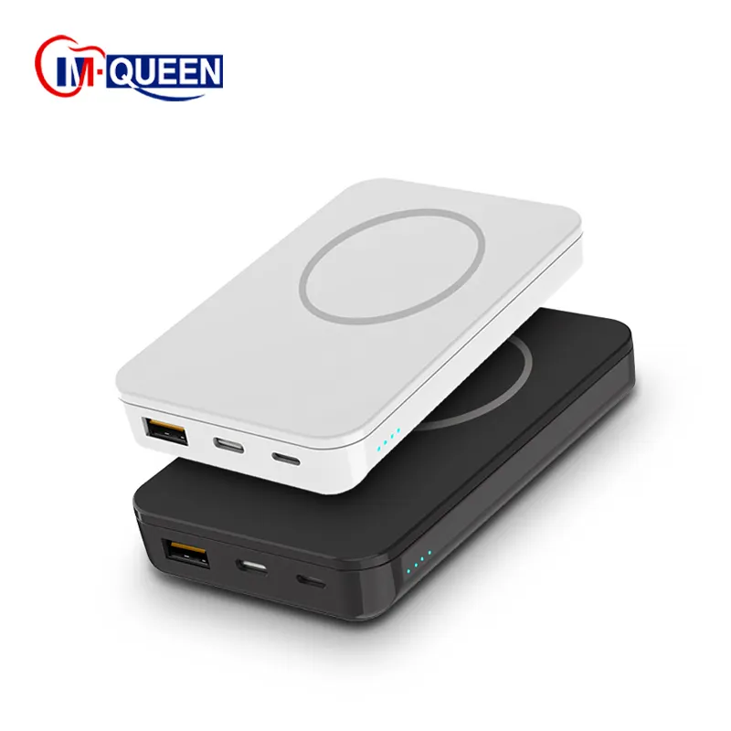 Logo OEM m-queen Mag 10000mah batterie Portable mince Mini chargeur rapide 5W Mini chargeur sans fil banque d'alimentation magnétique