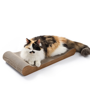 Nachhaltiger Holz kratz baum mit gebogenem Knochen kratzer Hochkomfort-Haustiers pielzeug in eleganter Papier box Perfektes Geschenk für pelzige Freunde - Product Image 1