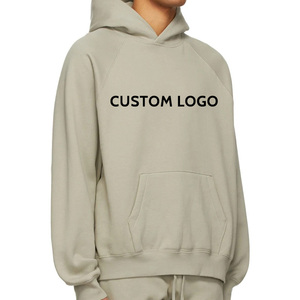 Sweat-shirt à capuche ample en coton à manches raglan, couleur unie, avec logo personnalisé, pour la personnalisation de marque et la vente en gros - Product Image 2