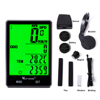 Computadora Inalámbrica para Bicicleta con Pantalla Retroiluminada Grande, Velocímetro Impermeable, Pantalla en Inglés para Entrenamiento de Ciclismo en Bicicletas de Montaña