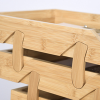 Plateau de rangement pliable à trois niveaux en bambou pour documents, organiseur multifonctionnel pour bureau et salle de bain, pour livres et dossiers