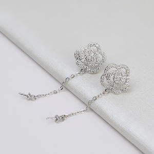 Composants de bijoux en argent pur S925, nœud chinois rétro, porte-accessoires parfumés, boucles d'oreilles en diamant DIY, 8-10 - Product Image 2