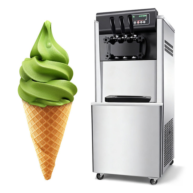 YINSHUO High Capacity 220V 50-60L/H Automatic Soft Serve Ice Cream Maker with 3 Flavors Ice Cream Machine Maker for Business Use