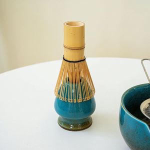 Handmade Blue Green Gradient Matcha Bowl <b>Set</b> with Pour Spout Ceramic Chawan with Whisk Holder Artistic Glaze <b>Tea</b> for <b>Tea</b> Lovers - Product Image 3