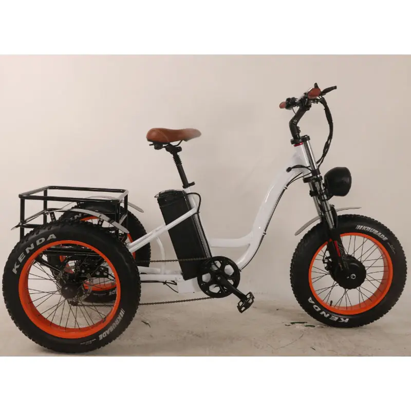 20 inç alüminyum çerçeve elektrikli Trike 500W yağ lastik 3 tekerlekli üç tekerlekli bisiklet yetişkinler için elektrikli kargo bisikleti