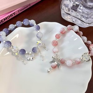 Bracelet en perles de cristal à double explosion de couleur petite taille avec motif papillon, fleur et ange, pour femme, décoration de la main, cadeau pour petite amie - Product Image 4
