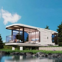 Capsule spatiale de luxe modulaire préfabriquée, maison étanche et résistante aux ouragans, mini-villa mobile pour hôtel de villégiature, glamping et camping.