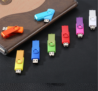 Hadiah Promosi Kustom Murah Logam Putar Warna-warni 2GB 4GB 8GB 16GB 32GB 64GB USB Flash Drive 2.0 Logo Kustom Cetak Pendrive