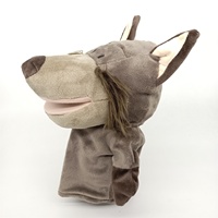 Marionnettes à main d'animaux à bouche ouverte, prêtes à l'emploi, en peluche panda et chiot, jouets en coton PP et maille pour la maternelle, marionnettes à doigts en gros