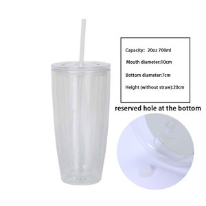 Vaso tipo globo de nieve de 20 oz, transparente, preperforado con pajita. - Product Image 2