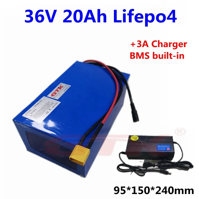 Bộ Pin Lithium Sắt Lifepo4 36V 20ah Có Thể Sạc Lại BMS 50A 12S Cho Xe Tay Ga Du Lịch Điện Karts 750W 500W + Sạc 3A