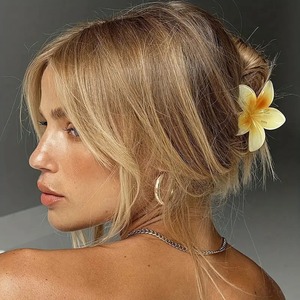 Pinzas de <span class=keywords><strong>Pelo</strong></span> con Flor de Plumeria Hawaiana de 8cm, Pinzas Grandes Estéticas de Gelatina Tropical, Accesorios de Playa de Verano para Mujer - Product Image 3