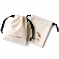 Pochette à bijoux en toile de coton personnalisée avec logo, sac cadeau réutilisable pour petits accessoires, vente en gros