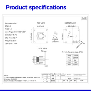 Vente directe d'usine de modules de caméra USB à obturateur global 720p 120fps Plug and Play pour la surveillance et l'automatisation industrielle - Product Image 4