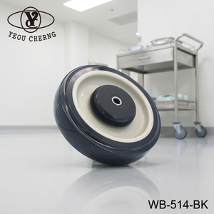 Roue de chariot médical YEOU CHERNG WB-514-BK en caoutchouc, design minimaliste durable pour usage médical - Product Image 1