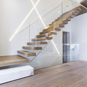 Prefabricated Apartment Building Wood <strong>Stairs</strong> Design Indoor <strong>Floating</strong> <strong>Stairs</strong>