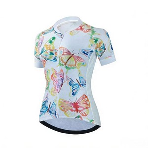 <b>Butterfly</b> Pattern Printed Fashionable Windproof Breathable Short <b>Sleeve</b> Cycling Jersey Quick Drying Top Cycling Wear for Women - Product Image 2