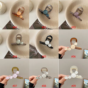 Perle goutte d'eau transparente pince à griffes Double face femme couleur unie pince à requin Version de la mode tempérament pince à cheveux creuse - Product Image 5