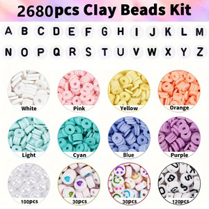 Kit Completo para Hacer Joyas con Cuentas de <span class=keywords><strong>Arcilla</strong></span> Plana, Juego de Cuentas Espaciadoras de <span class=keywords><strong>Arcilla</strong></span> Suave con Cuentas de Alfabeto y Herramientas para Manualidades DIY - Product Image 4