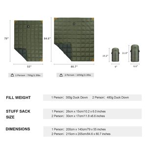84 "x 80" Couverture rembourrée extérieure en nylon 20D de grande taille pour pique-nique de voyage, chaude et imperméable, en duvet recyclé pour le camping - Product Image 3