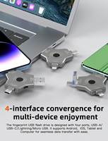 Clé USB 3.0 avec cryptage par empreinte digitale, 4-en-1 OTG, avec porte-clés, double clé USB pour photos