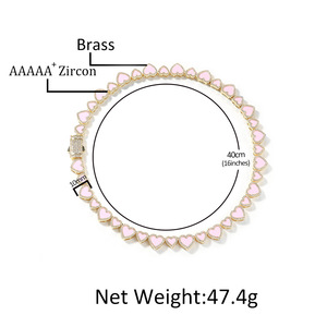 Collana Girocollo Tennis di Lusso con Cuore Rosa Smaltato e Zirconia Cubica Placcata Argento, Regalo di San Valentino - Product Image 5