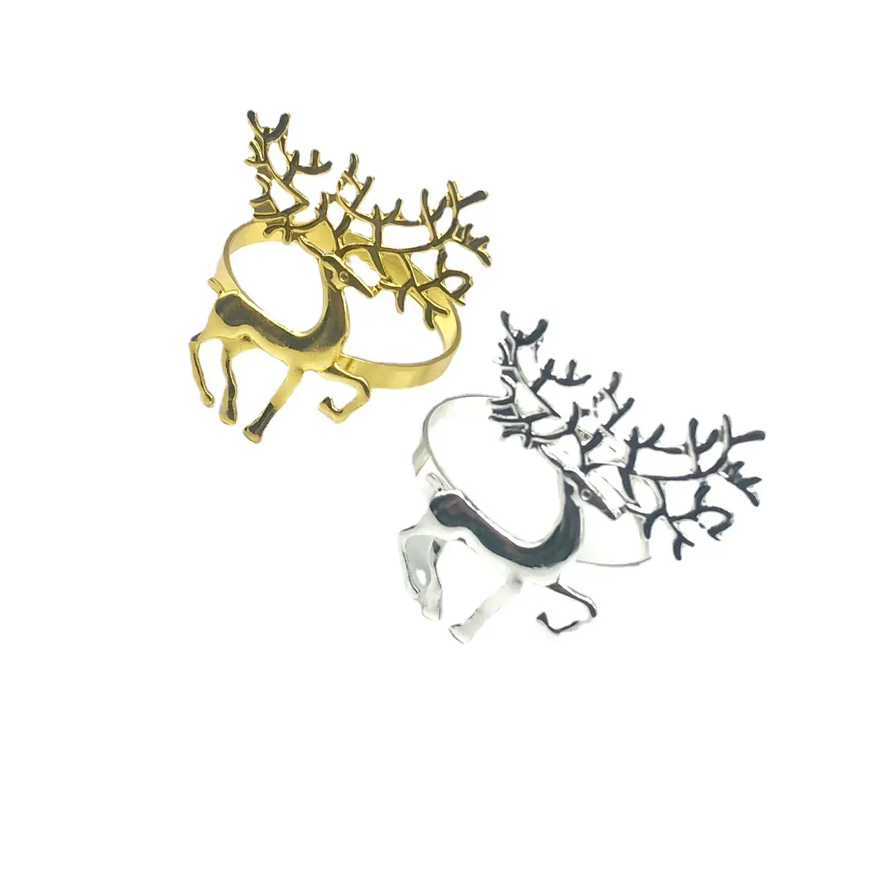 Wholesale Christmas Napkin Rings Holder, Gold Deer Napkin Rings for Party Wedding Gathering Dinning Table Setting Decoration
