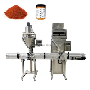 Semi Auto Dry Chemical Canning Filling Powder Machine 2 Linear Weigher Filling Machines 100g Spicy Salt Granule Bottling Filler