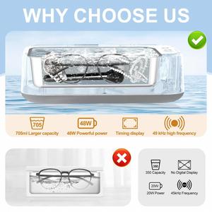 Limpiador Ultrasónico Portátil de Alta Frecuencia para el Hogar, Mini Limpiador de Plástico ABS para Joyas, Relojes y Gafas - Product Image 3