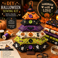 Kit de Costura DIY para Adorno de Árbol de Navidad de Tela en Capas, Tela de Retazos Precortada, Decoración Colgante para Árbol de Navidad, Kit de Manualidades Hechas a Mano para Adultos