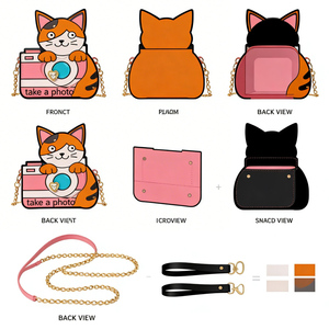 Sac Ita unique en forme d'appareil photo rétro avec fenêtre transparente ronde, décor rose, sac à main personnalisé pour les filles à la mode - Product Image 2