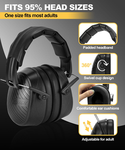 Регулируемые защитные наушники для стрельбы с шумоподавлением, пассивные наушники с уровнем шумоподавления 36 дБ, портативные, легкие - Product Image 2