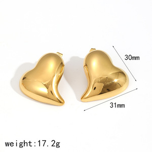 Pendientes de acero inoxidable con forma de corazón, oro y plata, para mujer, regalo, joyería de moda - Product Image 5