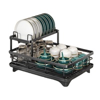 Égouttoir à vaisselle en métal à 2 niveaux pour comptoir de cuisine, égouttoir à vaisselle en acier au carbone pour évier de cuisine